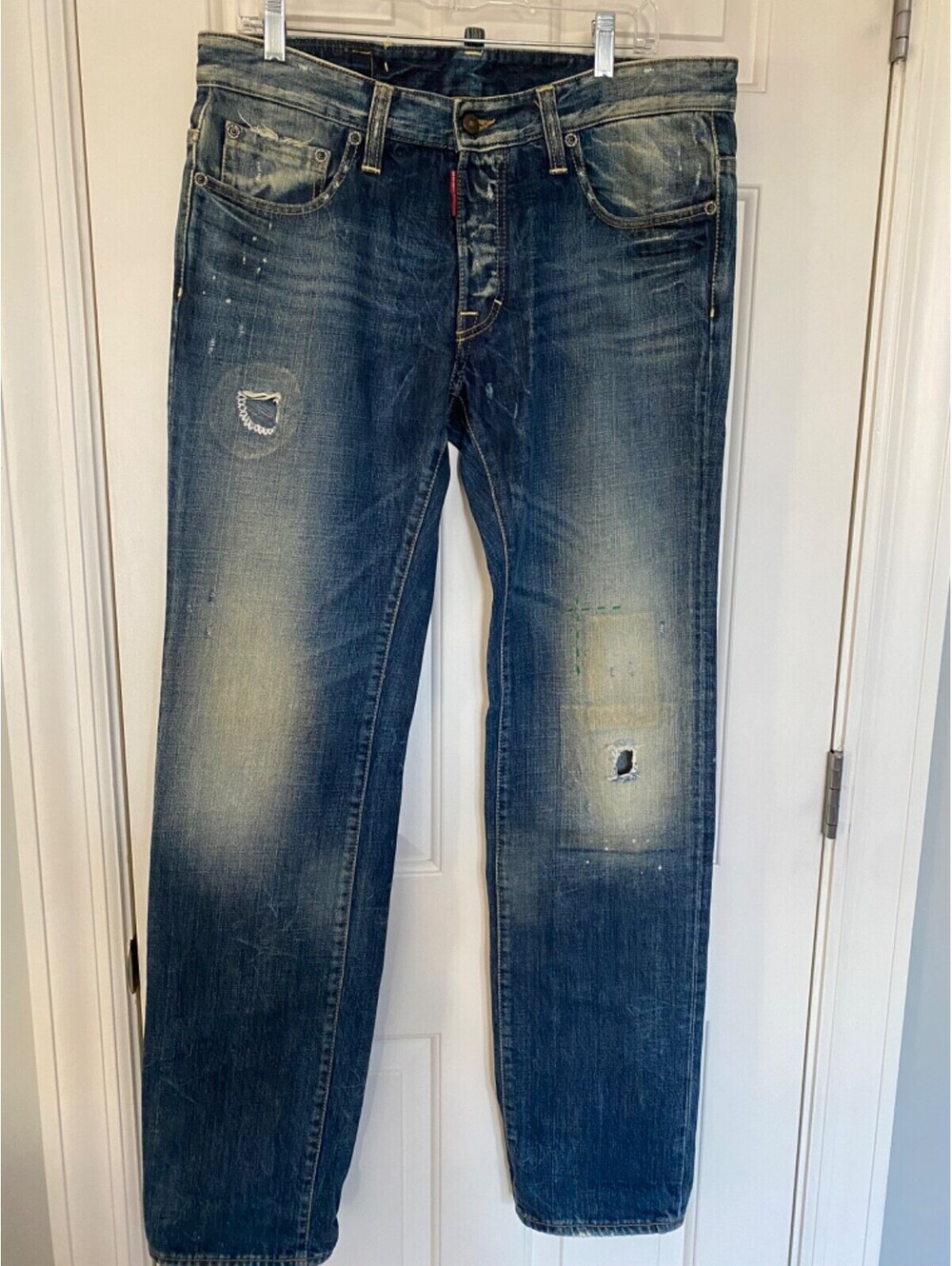 Dsquared2 Paint Splashed Distressed Denim Jeans Men`s IT 50 US 36 Holes Patches